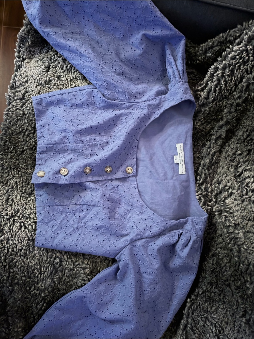 Eyelet Button-Front Crop Top in Lavender